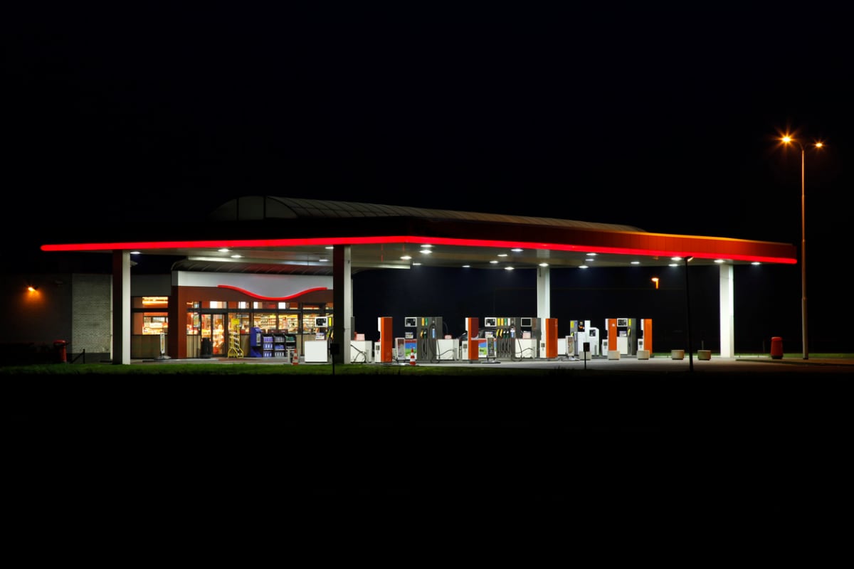 gas station in the dark